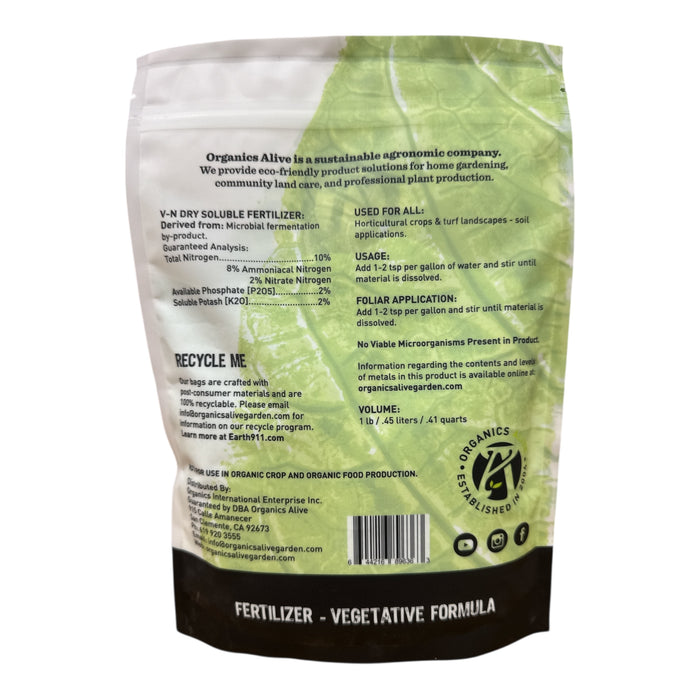 Organics Alive V-N Dry Soluble Vegetative Formula