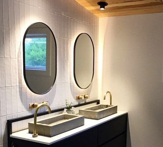 Bjorn Oval Black in bathroom (LEDs not provided)
