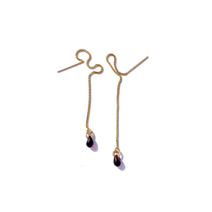 Oxblood Glass Teardrop Threaders