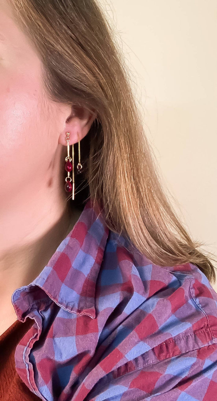 Oxblood Glass Teardrop Threaders