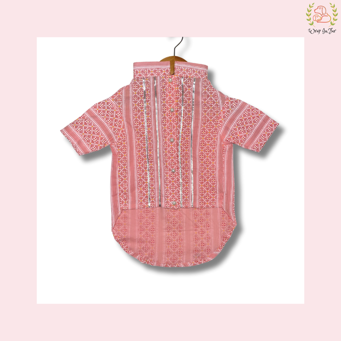 Peach Gota Patti Dog Kurta - Elegant Indian Dog Ethnic Wear Dress