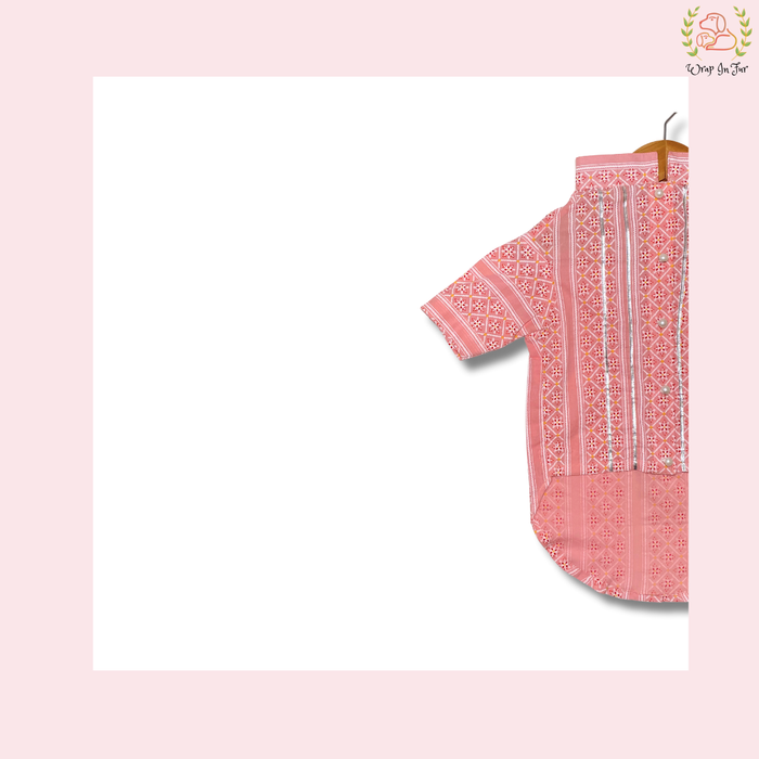 Peach Gota Patti Dog Kurta - Elegant Indian Dog Ethnic Wear Dress