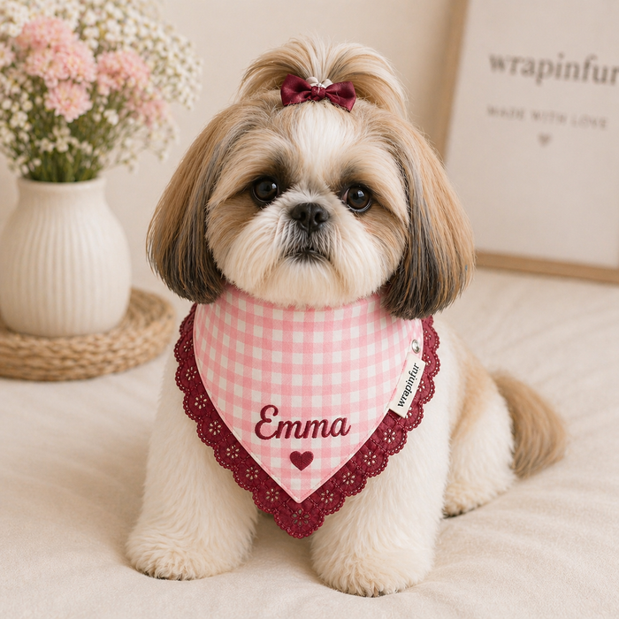 Personalised Gingham Dog Bandana