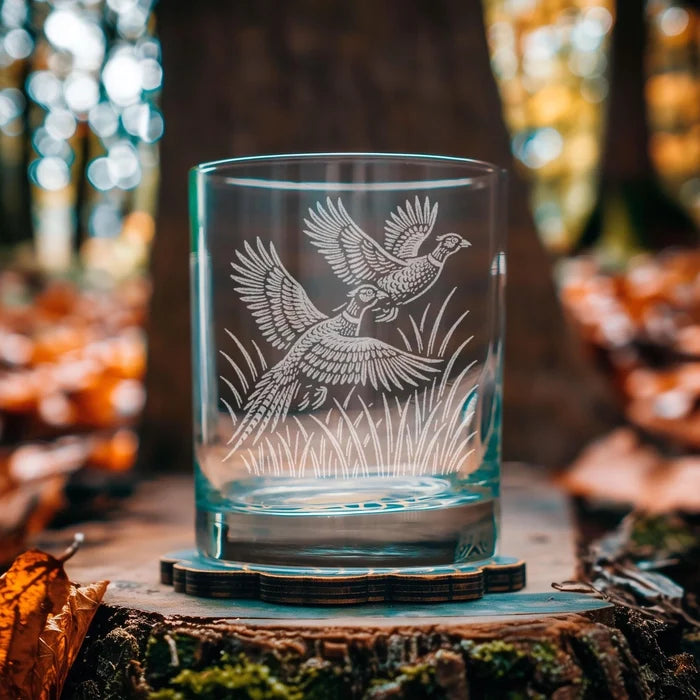 Pheasants Old Fashioned Glass