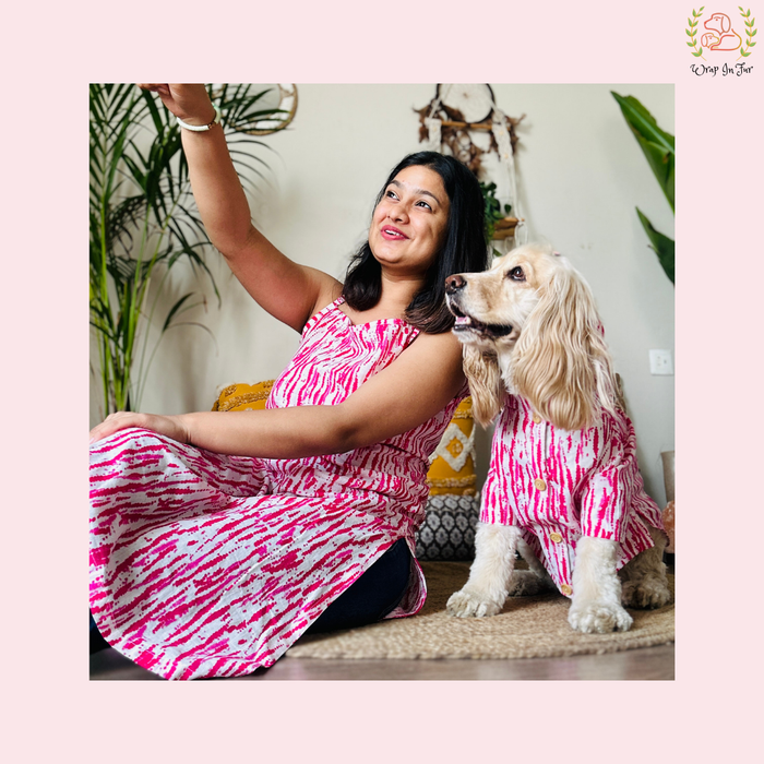 Pink Holi kurta & Twinning Set ( Dog kurta along with human kurta )