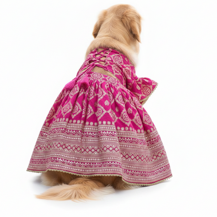 Pink Mastani Bridal Dog Lehenga – Premium Dog Wedding Dress