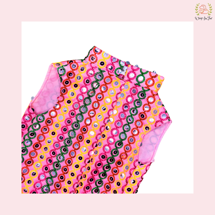 Pink Multicolor Jacket Dog Sherwani