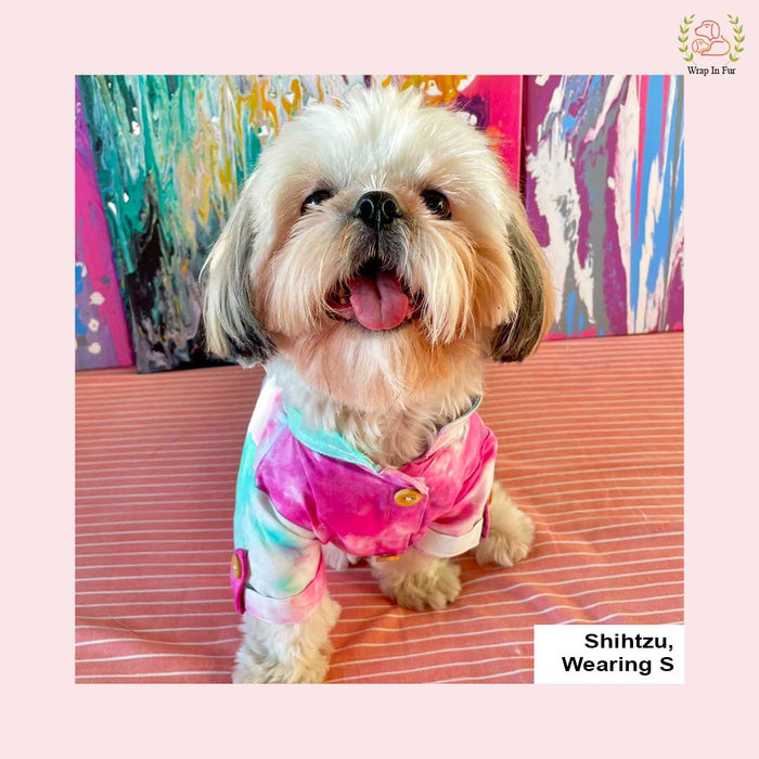 Pink Ombre Dog Kurta - Vibrant Tie-Dye Indian Dog Ethnic Wear