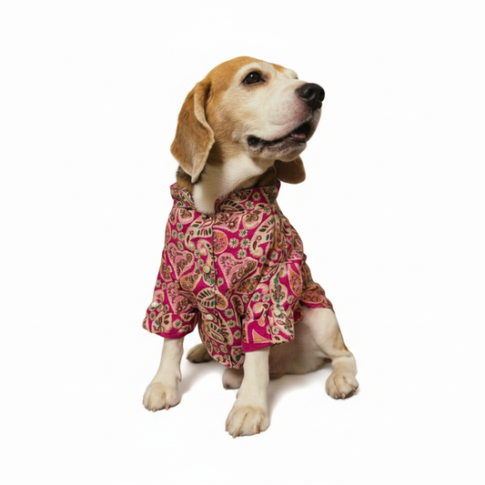 Pink Paisley Dog Kurta Shirt - Traditional Indian Dog Ethnic Wear