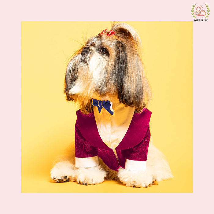 Pink Sequin Dog Tuxedo Suit - Fun Formal Wedding Attire