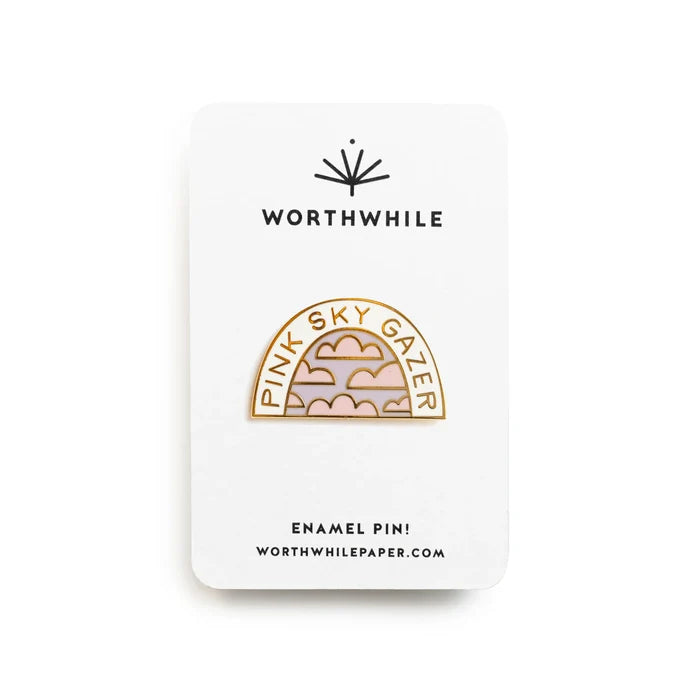 Pink Sky Gazer Enamel Pin by Worthwhile Paper