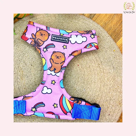 pink teddy reversible dog harness