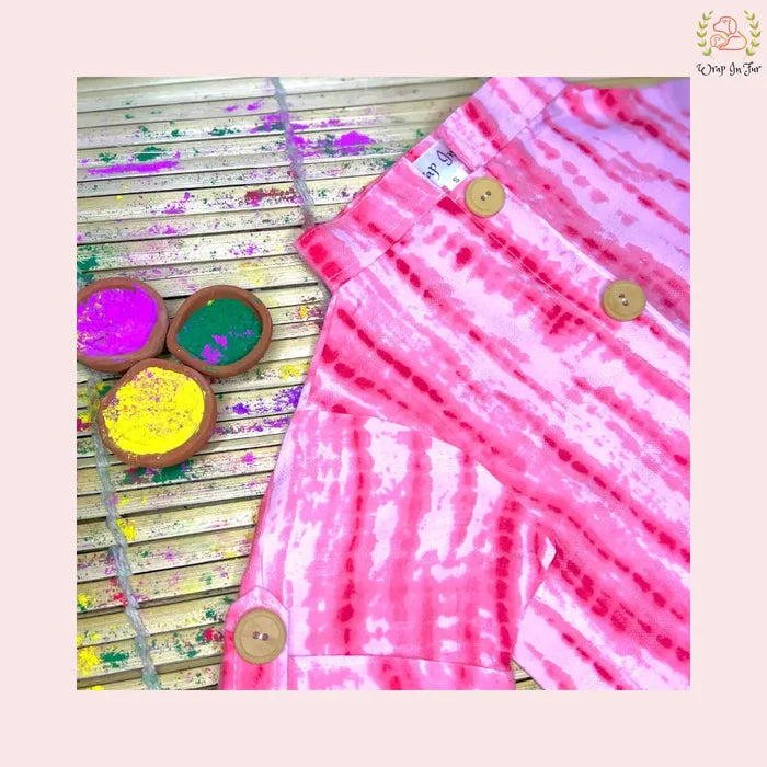 Pink Tie-Dye Dog Kurta - Vibrant Hand-Dyed Indian Dog Ethnic Wear