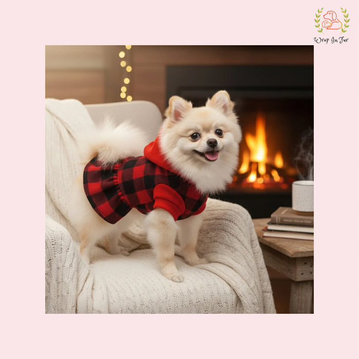 Plaid Hood Dog Dress – Warm, Cute & Winter-Ready
