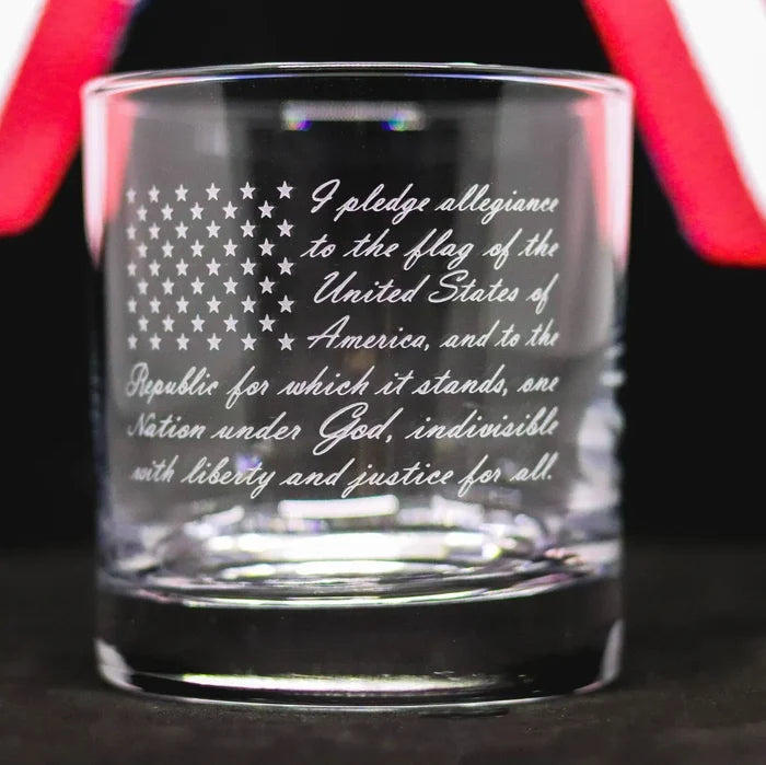Pledge of Allegiance Etched Whiskey Glass