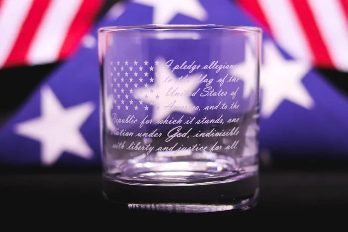 Pledge of Allegiance Etched Whiskey Glass