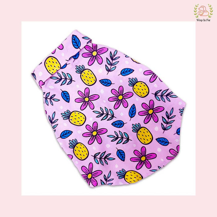 Purple Bouquet Cut Sleeves Dog Shirt