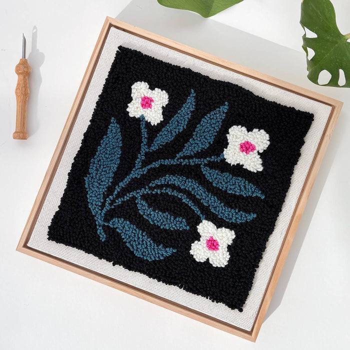 Quilt Block Floral Punch Needle Frame Kit-Stitched Modern