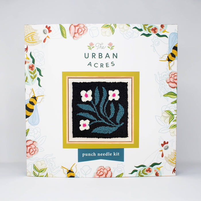 Quilt Block Floral Punch Needle Frame Kit-Stitched Modern