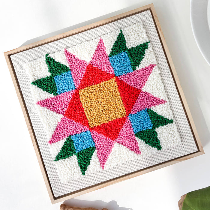 Rainbow Quilt Square Punch Needle Frame Kit-Stitched Modern