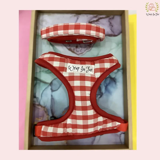 red white dog harness