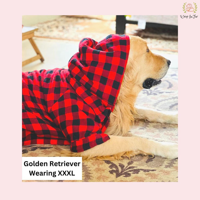 Red & Black Checkered Dog Hoodie – Warm, Stylish & Cozy