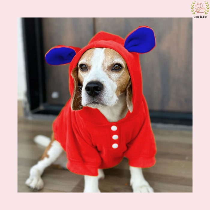 Red Bunny Ear Dog Hoodie – Warm & Adorable Wear