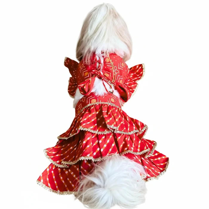 Red Cotton Dog Lehenga Choli – Premium Dog Wedding Dress