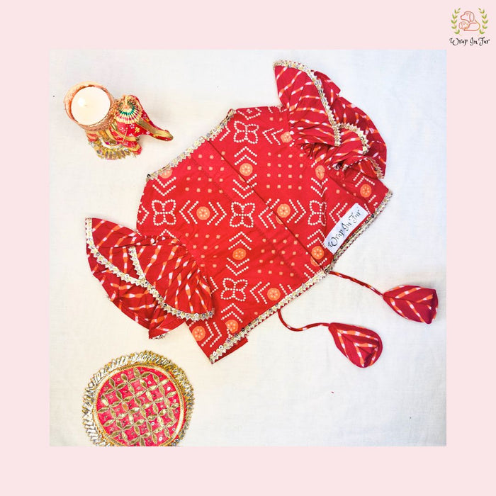 Red Cotton Dog Lehenga Choli – Premium Dog Wedding Dress