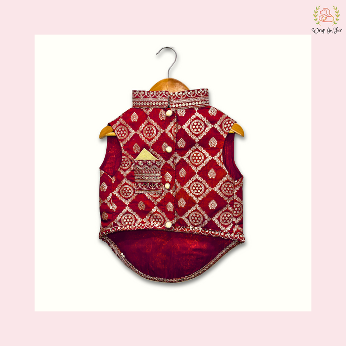 Buy Red Embroidered Dog Sherwani