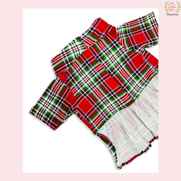 Red & Green Christmas Plaid Pet Dress – Cute Christmas Outfit