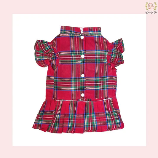 Red & Green Plaid Dog Frock – Cute, Festive & Comfortable Dress