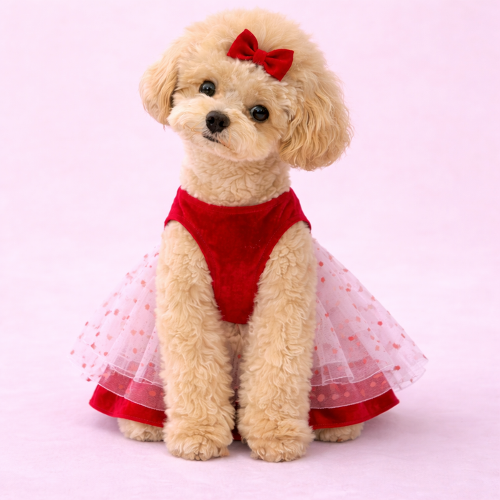 Red Heart Tutu Dog Dress Frock