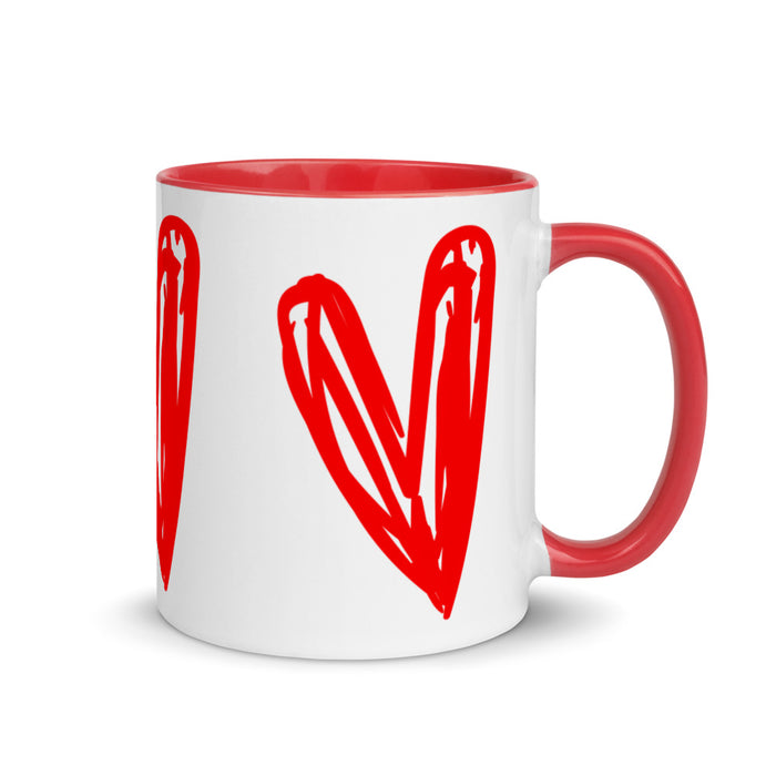 Red Hearts Mug with Color Inside