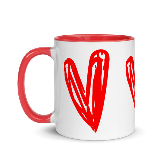 Red Hearts Mug with Color Inside
