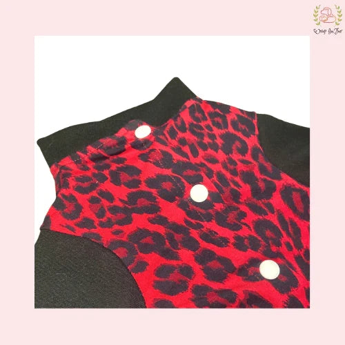 Red Leopard Print Dog Jumpsuit – Cozy, Trendy & Full-Body Winter Wear
