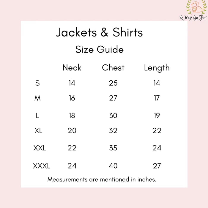 Red Ruffle Dog Gown – Luxury Dog Wedding DressShirt_Size_Chart