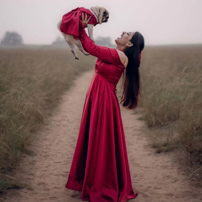 Red Satin Dog Frock