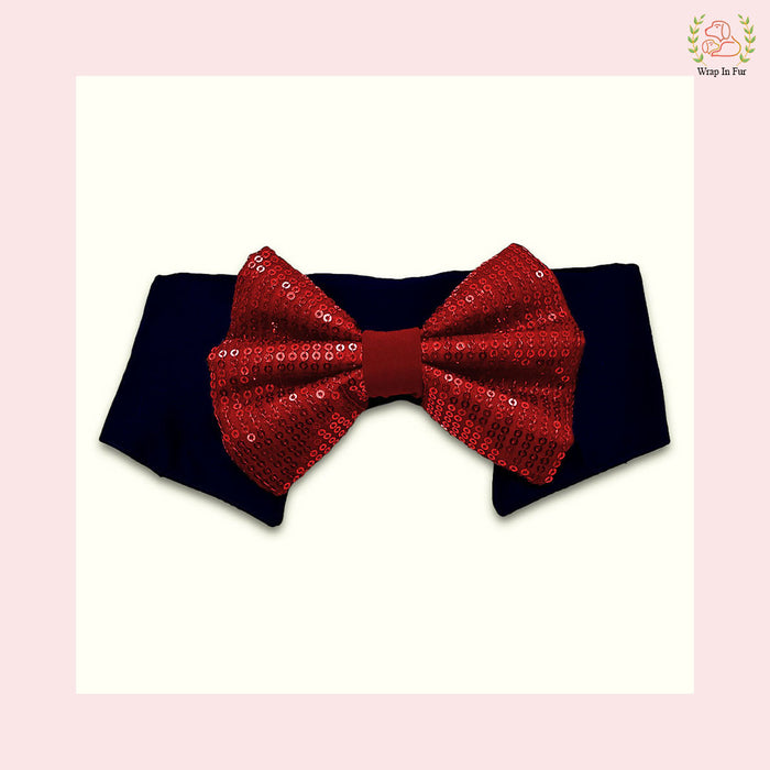 Red Sequin Dog Bow & Collar Set