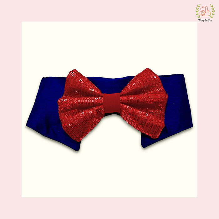 Red Sequin Dog Bow & Collar Set