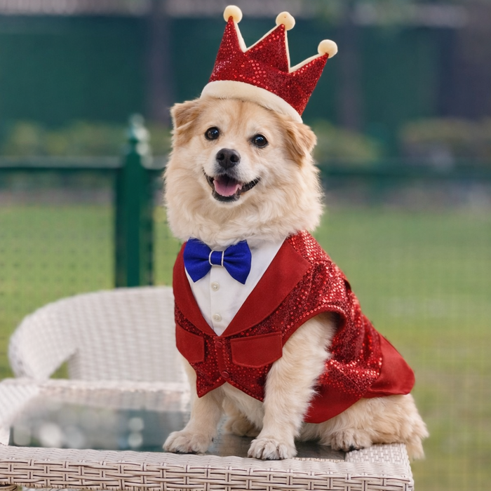 Red Sparkle Dog Tuxedo Dress – Stylish Dog Wedding Clothes