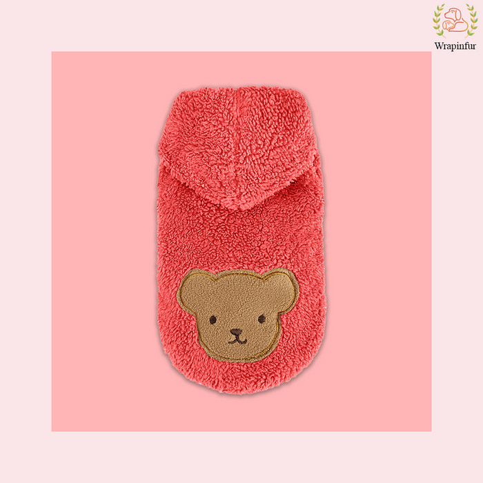 Red Teddy Dog Hoodie – Ultra Soft Winter Wear for Dogs