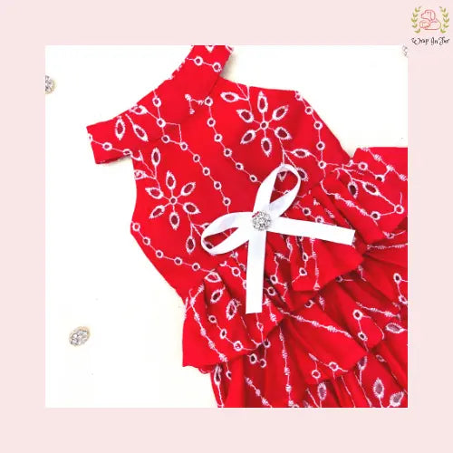 Red Tiered Ruffle Dog Princess Dress - Festive Wedding Party Dog Frock