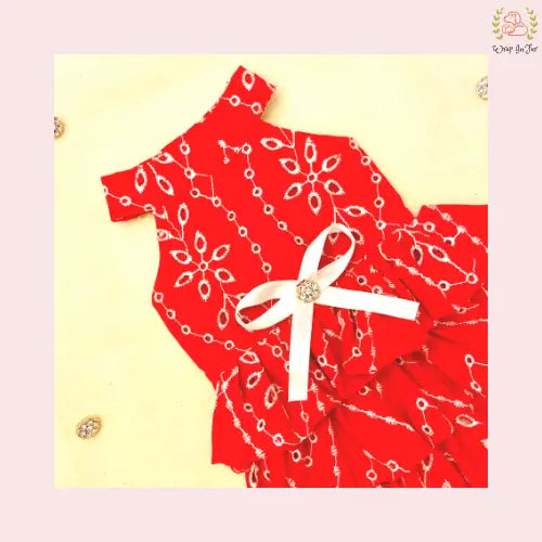 Red Tiered Ruffle Dog Princess Dress - Festive Wedding Party Frock