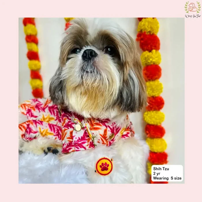 Rose Gold Botanical Dog Kurta - Premium Indian Dog Ethnic Wear Dress