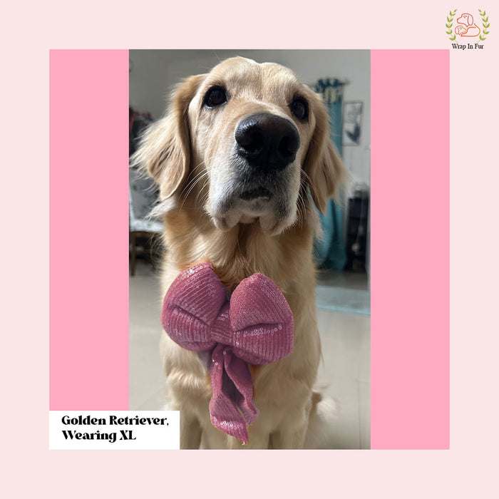 Rose Pink Sequin Dog Bow - Shimmering Holiday Pet Hair Bow Accessory