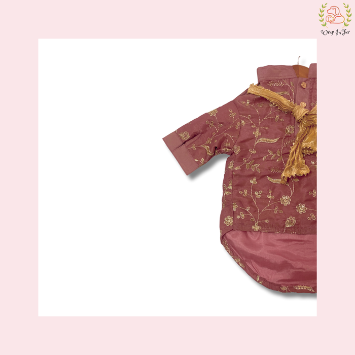 Rosy Brown Embroidered Dog Kurta - Royal Indian Dog Ethnic Wear Dress