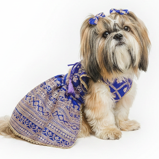 Royal Blue Dog Lehenga Choli Dress - Luxury Wedding Outfit