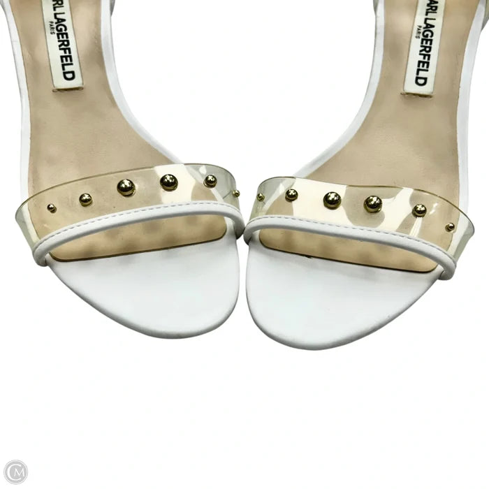 Sandals Designer By Karl Lagerfeld In White, Size: 6.5