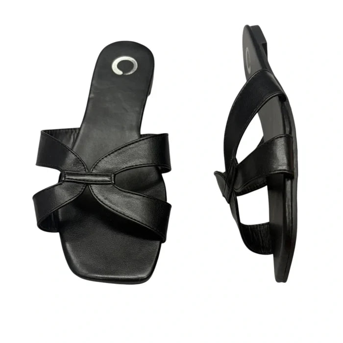 Sandals Flats In Black, Size: 10